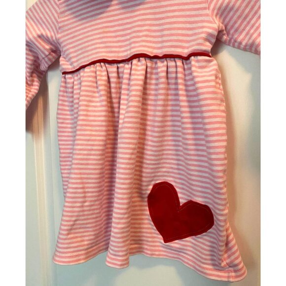 Luigi Kids Valentine's Day Pink Striped Dress Red Heart Applique Girls Size 4 - Picture 3 of 7